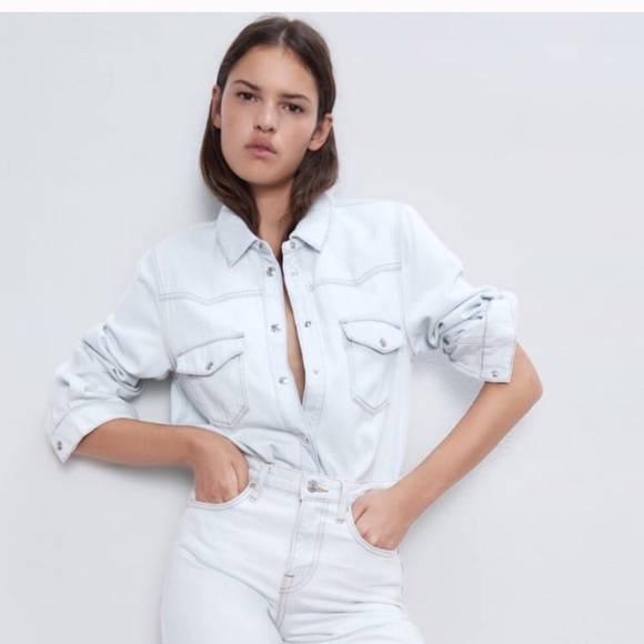 Zara Tops - Zara Long overshirt In artic sky color